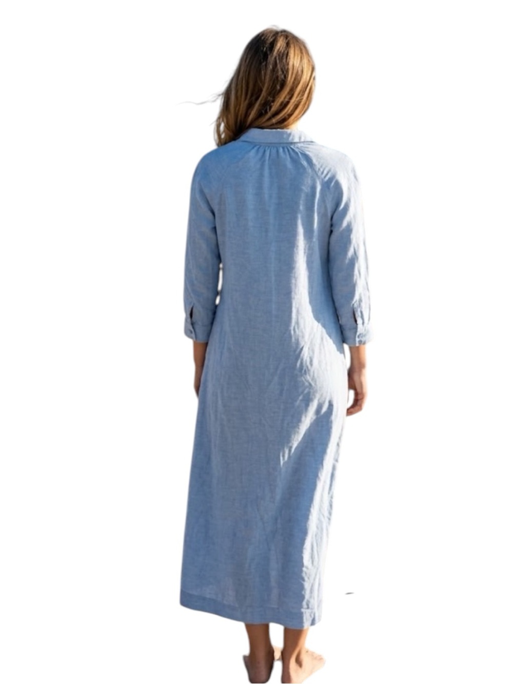 Calypso St. Barth Light Blue Linen Button-Front Maxi Coverup Dress NWOT Size XS - Picture 2 of 9